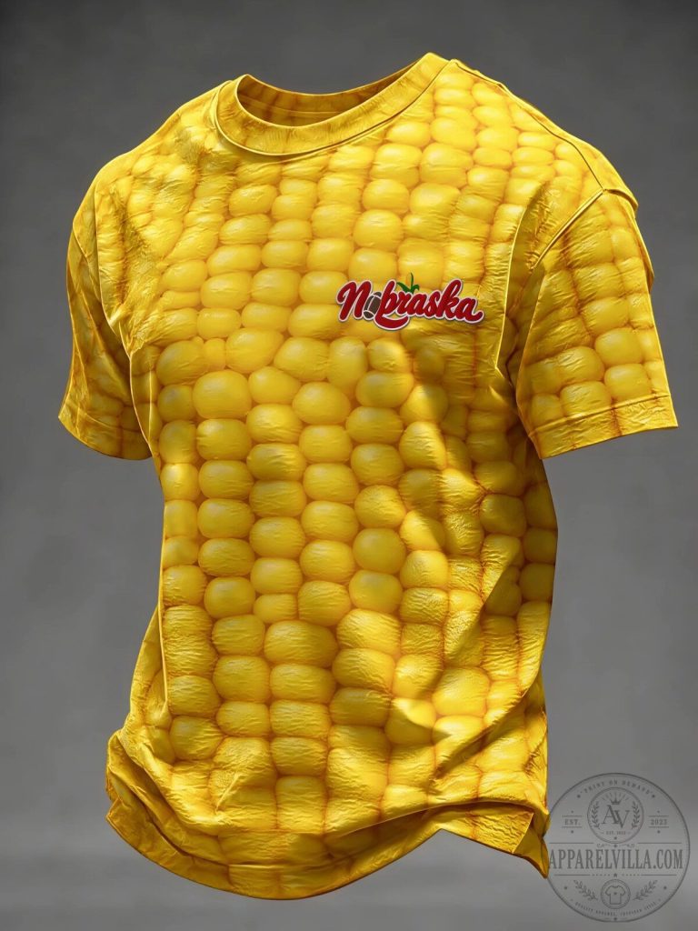 Nebraska Corn Cob Pattern Yellow Short Sleeve T-Shirt 13 Nebraska Corn Cob Pattern Yellow Short Sleeve T-Shirt
