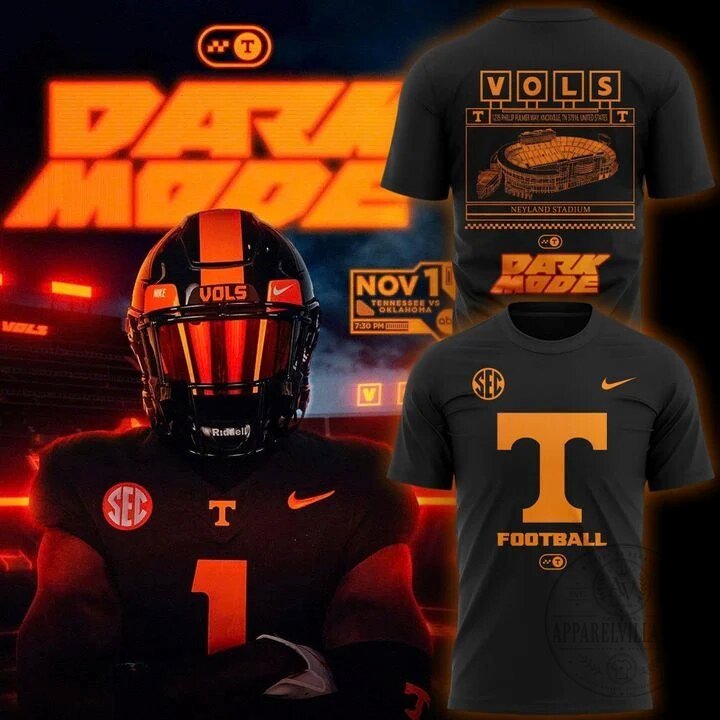Tennessee Volunteers Football Dark Mode Neyland Stadium Graphic T-Shirt