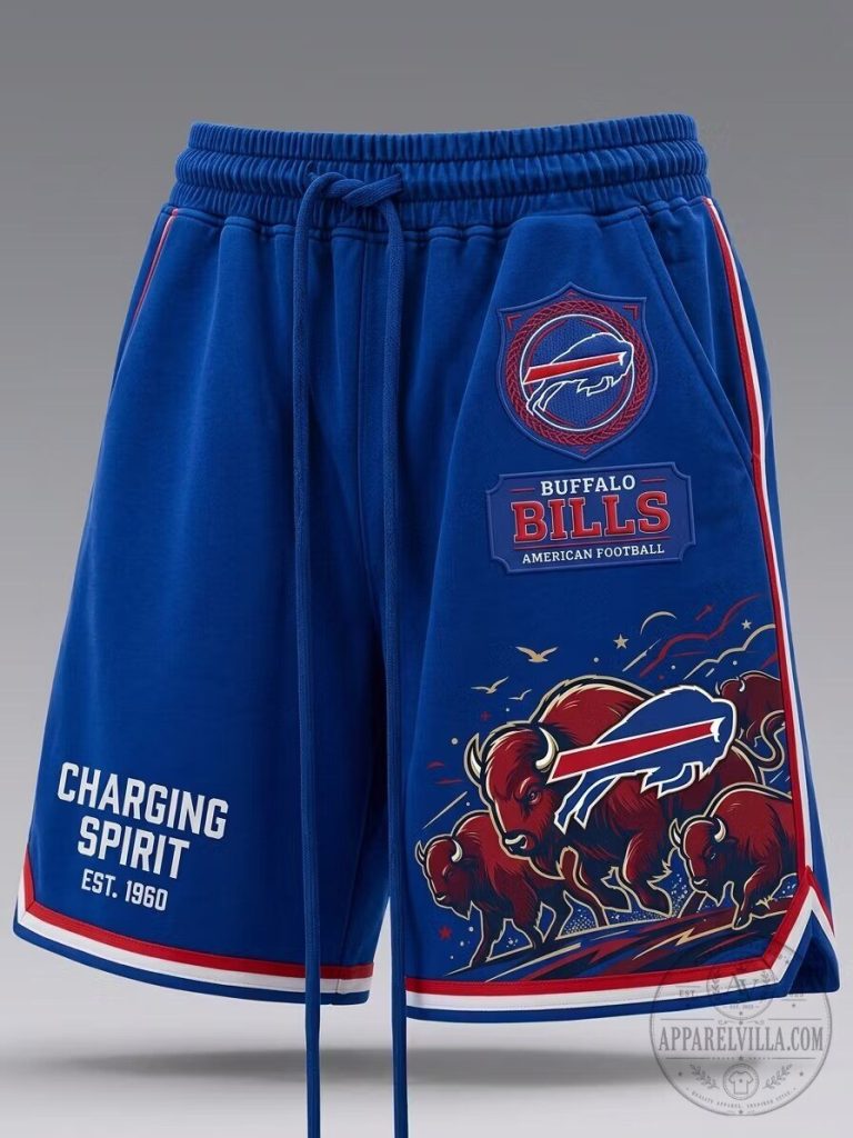 Buffalo Bills Athletic Casual Wear Shorts for Men, Comfortable and Breathable Fan Gear