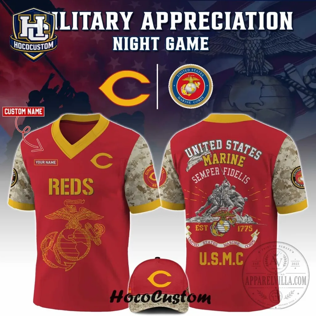 Cincinnati Reds Military Appreciation United States Marine Corps Football Jersey