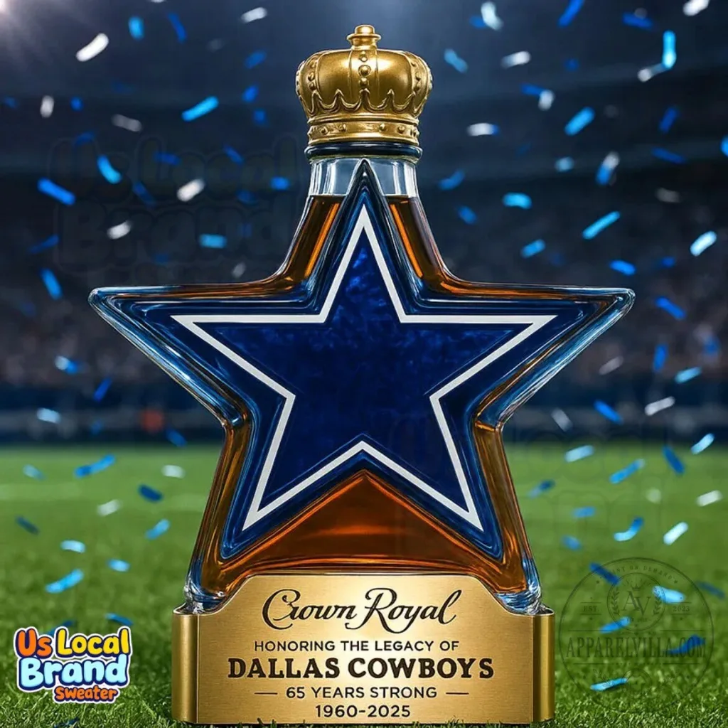 Dallas Cowboys 65th Anniversary Crown Royal Star Whiskey Bottle