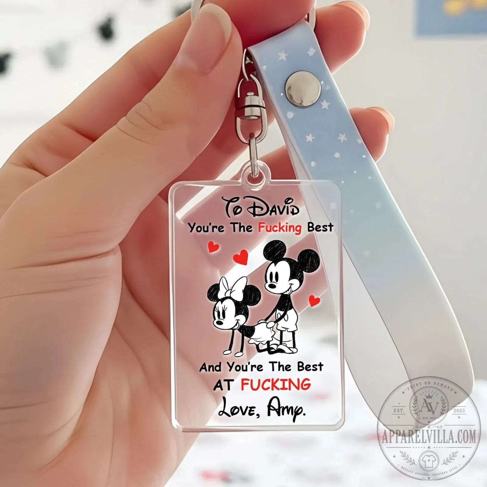 Personalized Mickey and Minnie Mouse Naughty Couple Keychain Gift for Adults