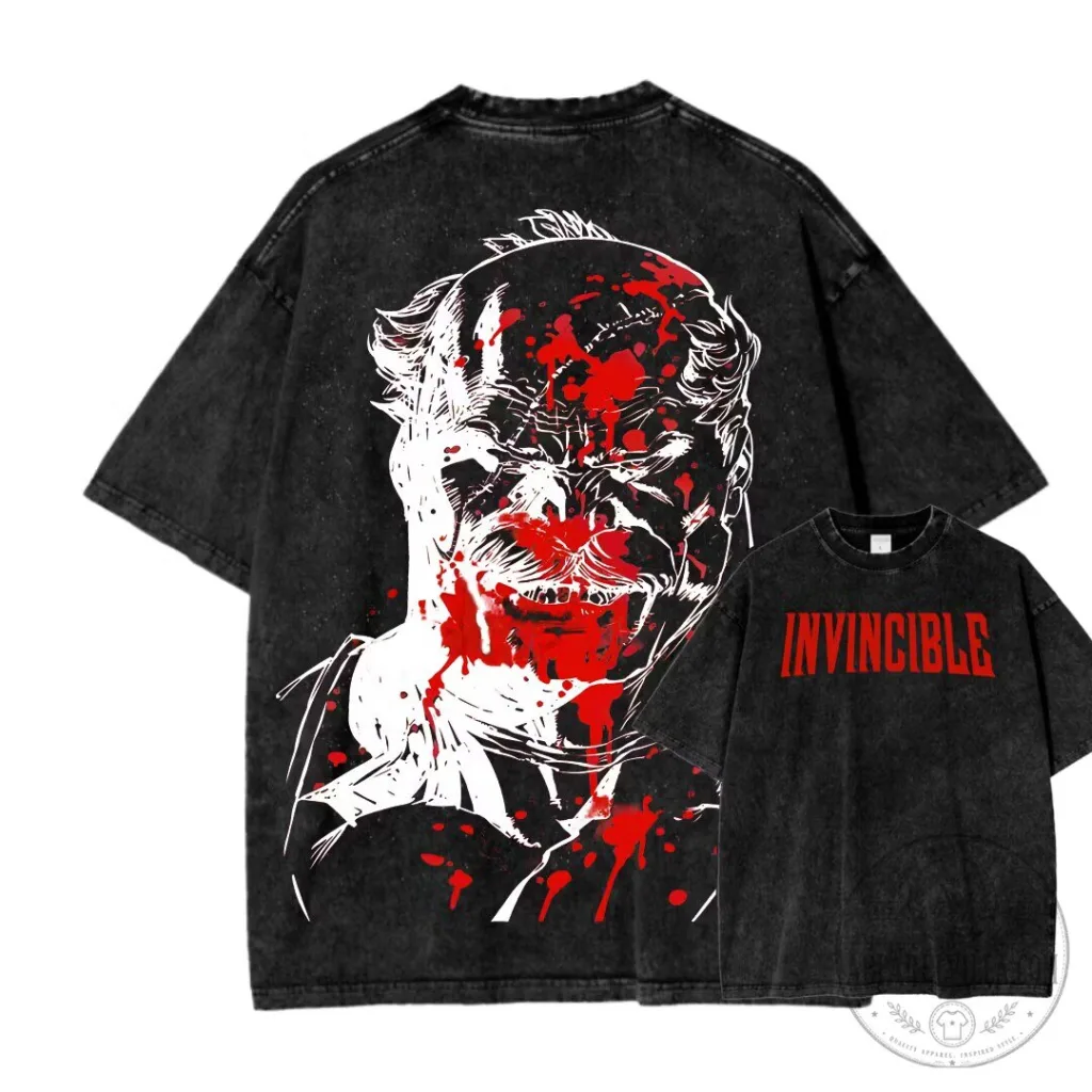Invincible Bloody Omni-Man Washed Black Graphic T-Shirt