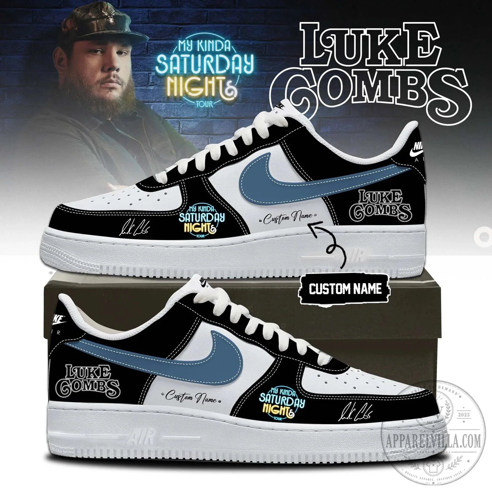 Custom Name Sneakers for the Luke Combs My Kinda Saturday Night Tour