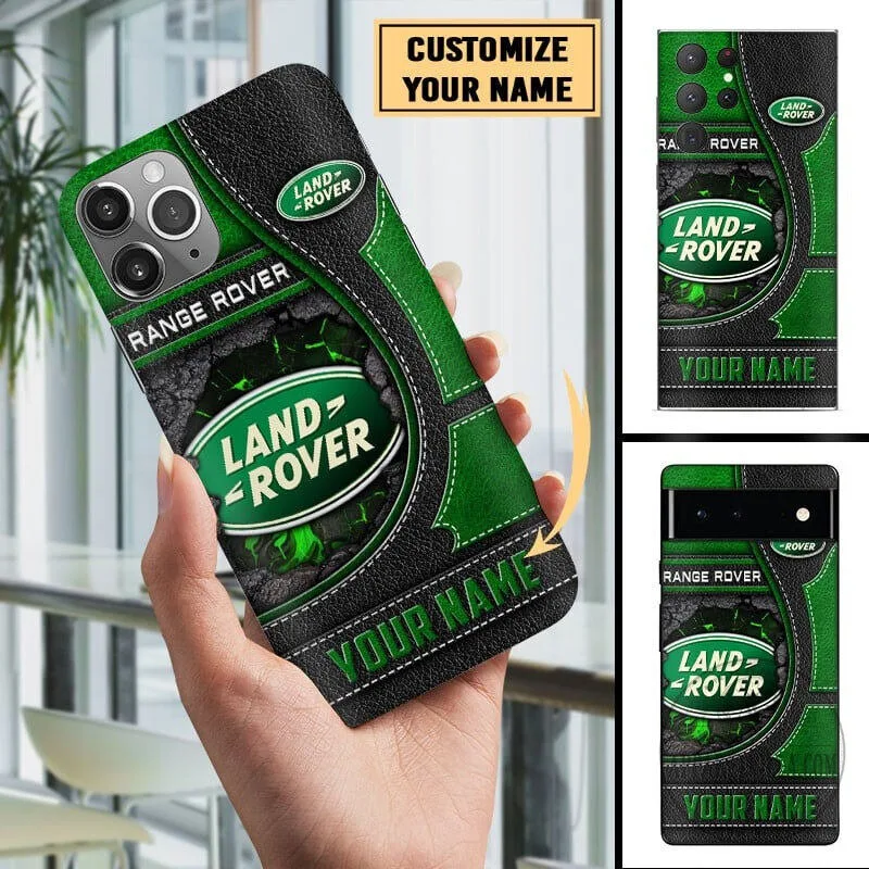 Land Rover Range Rover Personalized Green and Black Leather Phone Case