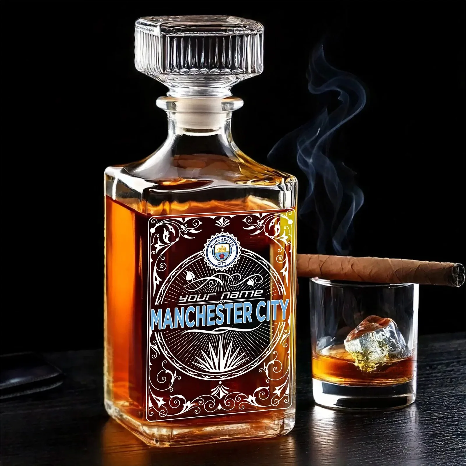 Manchester City Football Club Personalized Whiskey Decanter Set