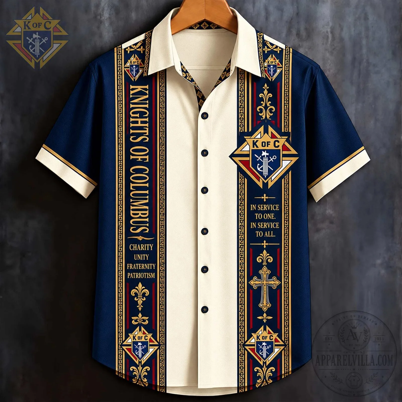 Knights of Columbus Catholic Fraternity Emblem Hawaiian Shirt