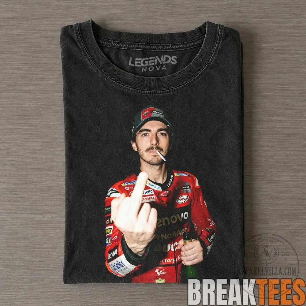 Black T-Shirt featuring MotoGP Racer Francesco Pecco Bagnaia for Motorcycle Fans