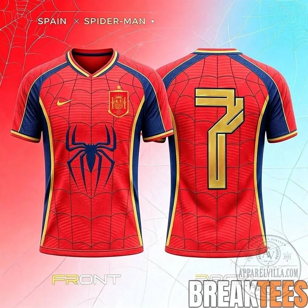 Spider-Man Spain National Team Red and Blue Football Jersey