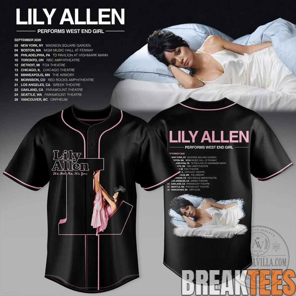 Lily Allen West End Girl Tour Concert Baseball Jersey with It's Not Me, It's You Album Art
