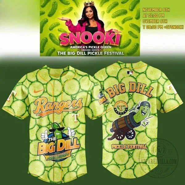 Texas Rangers Big Dill Pickle Festival Baseball Jersey