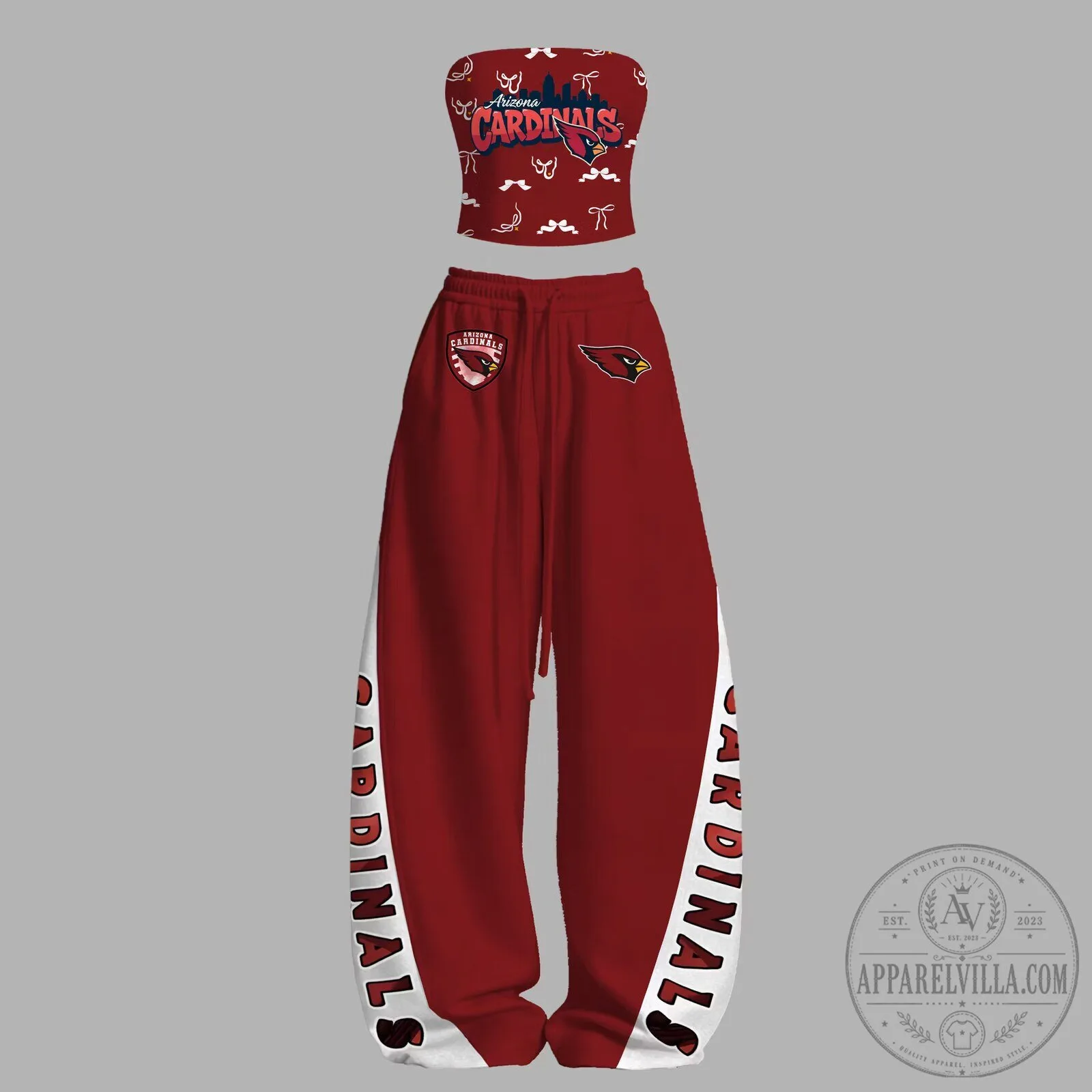 Arizona Cardinals Strapless Top and Elasticated Trousers Two-Piece Set