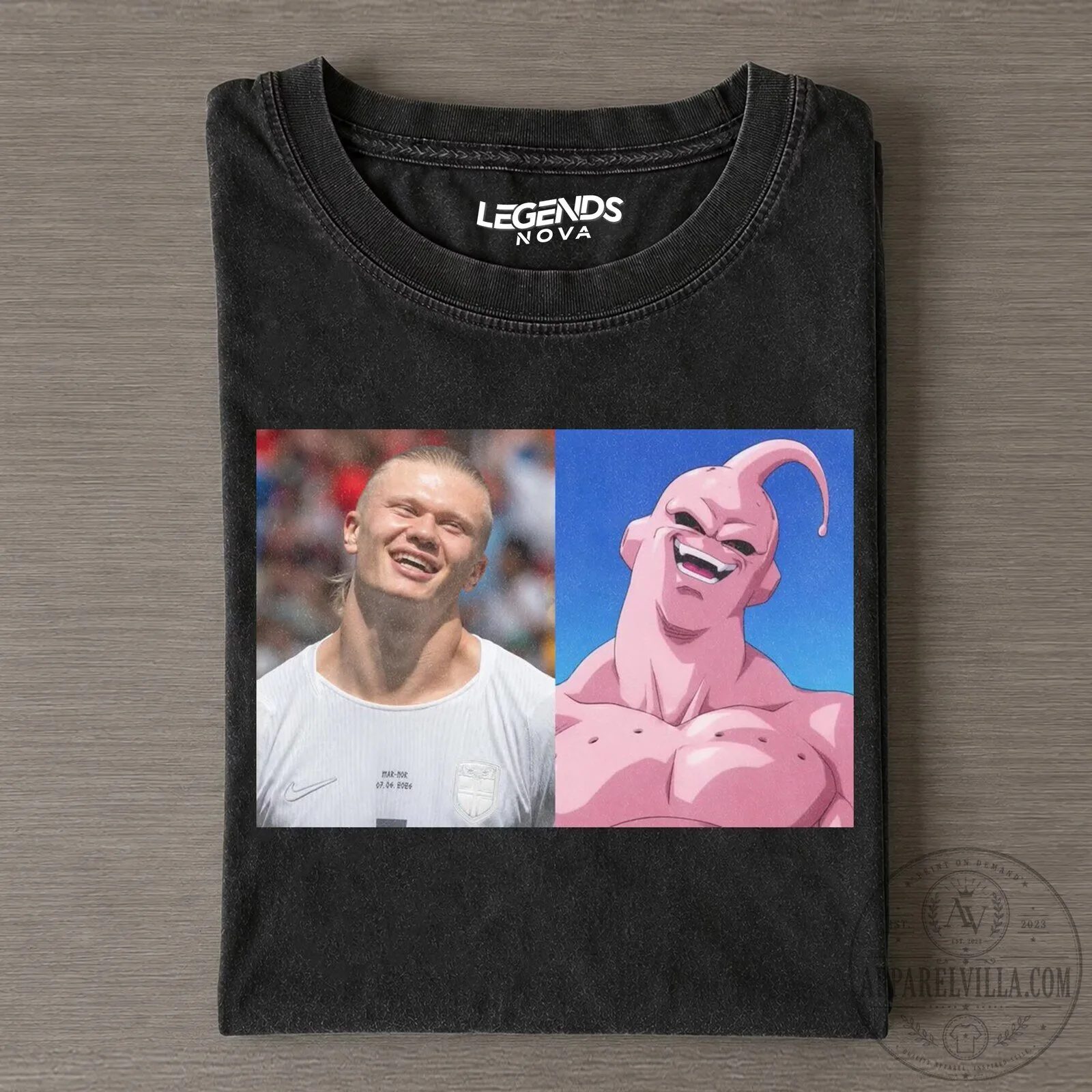 Erling Haaland and Majin Buu Funny Meme Black T-Shirt