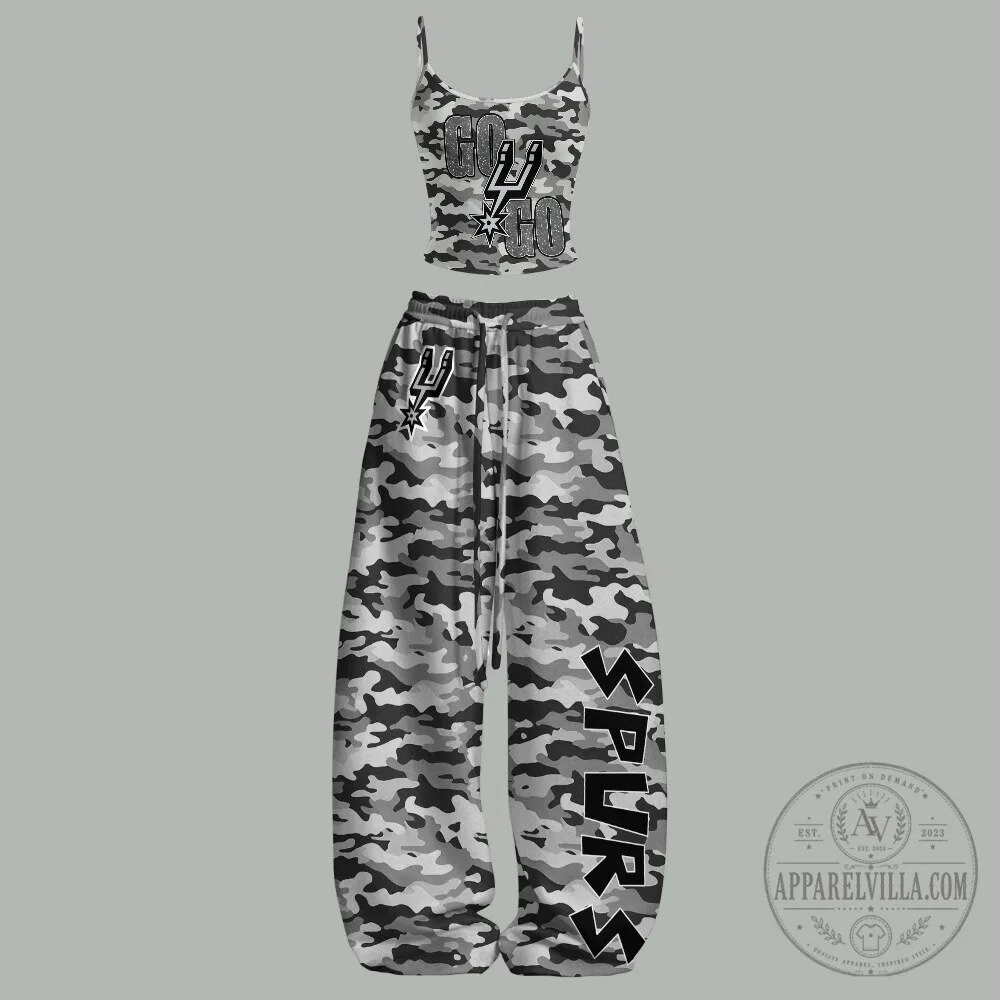 San Antonio Spurs Camouflage Pattern Tank Top and Pants Set
