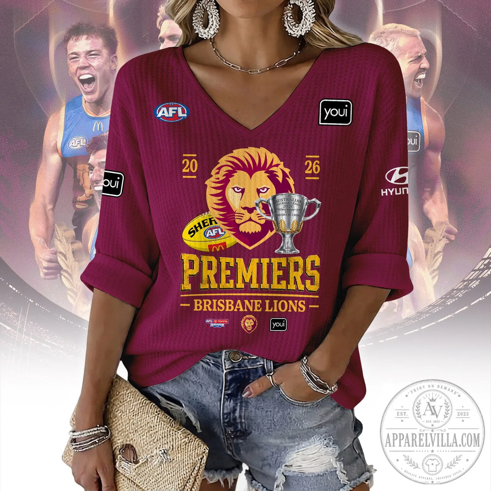 Brisbane Lions Premiers Australian Football League V-Neck Sweatshirt