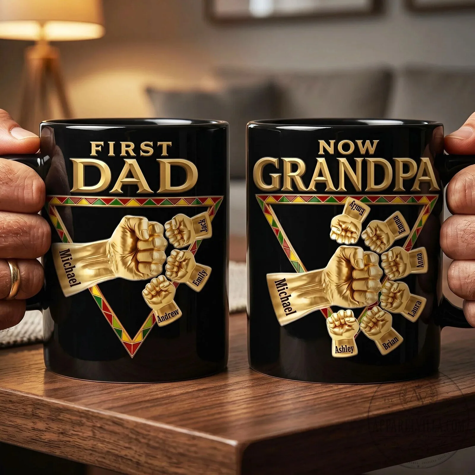 First Dad Now Grandpa Personalized Coffee Mug for Father's Day or Grandparent's Day