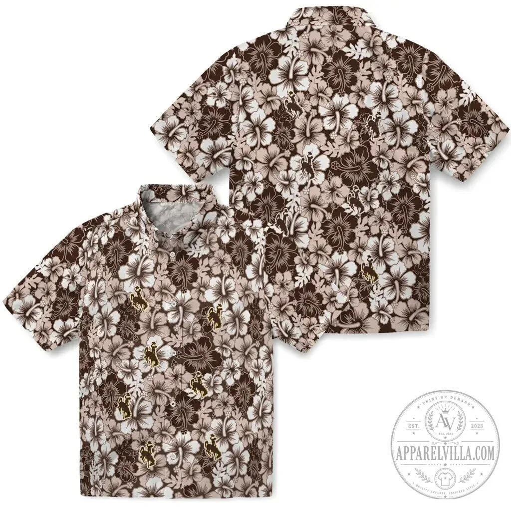 Hawaii Versus Wyoming Cowboys Floral Hawaiian Shirt