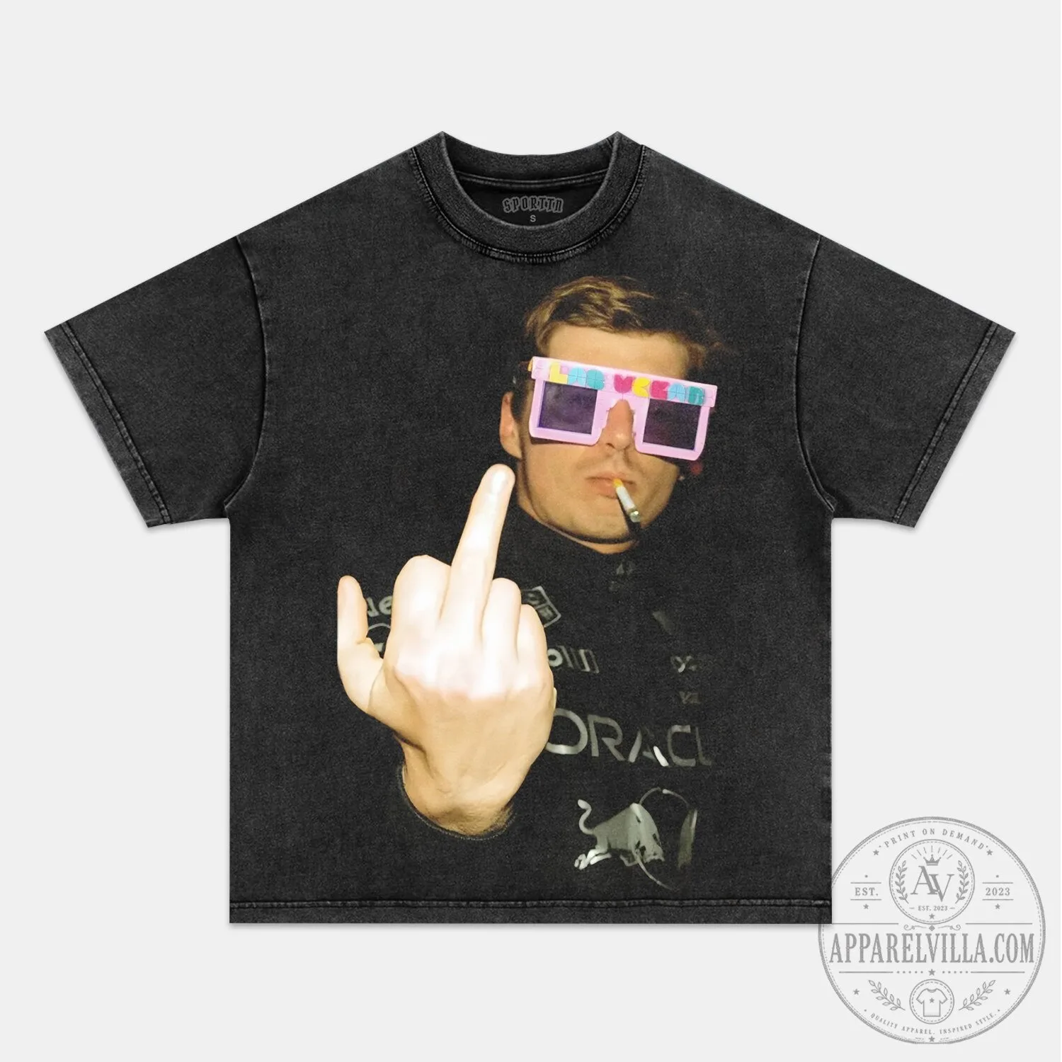 Max Verstappen Funny Middle Finger Meme Graphic T-Shirt