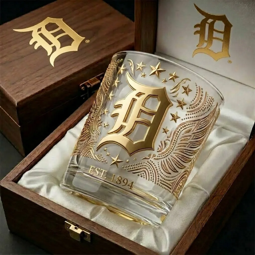 Detroit Tigers Gold Edition Est. 1894 Whiskey Glass Tumbler