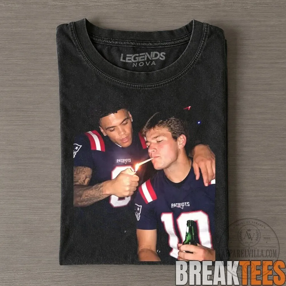 New England Patriots Stefon Diggs and Drake Maye Smoking and Drinking T-Shirt