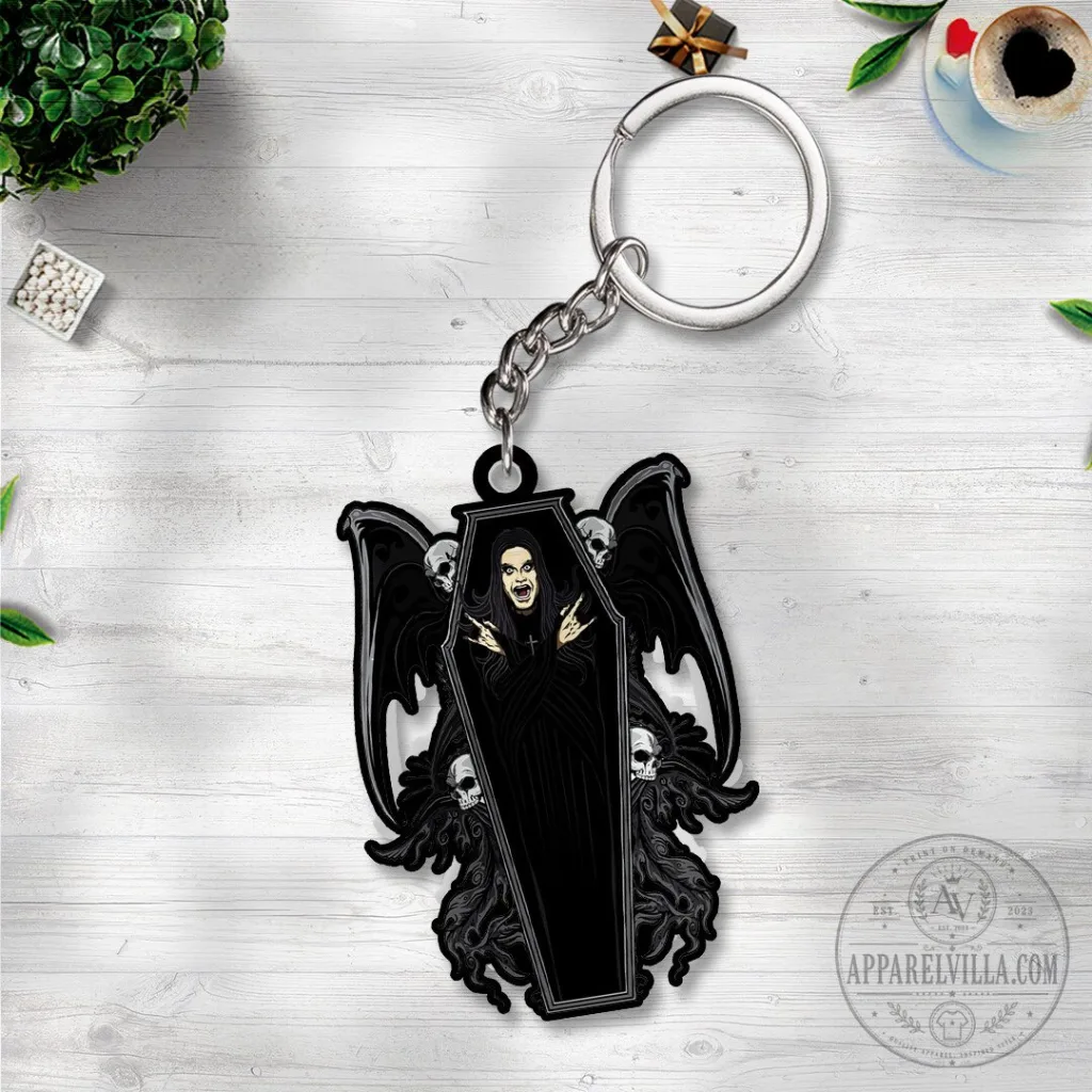 Ozzy Osbourne Black Sabbath Rock and Roll Music Coffin Shaped Keychain