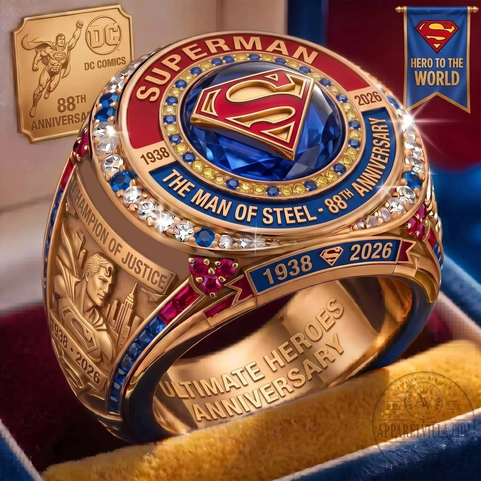 Superman The Man of Steel 88th Anniversary Ultimate Heroes Champion of Justice Ring