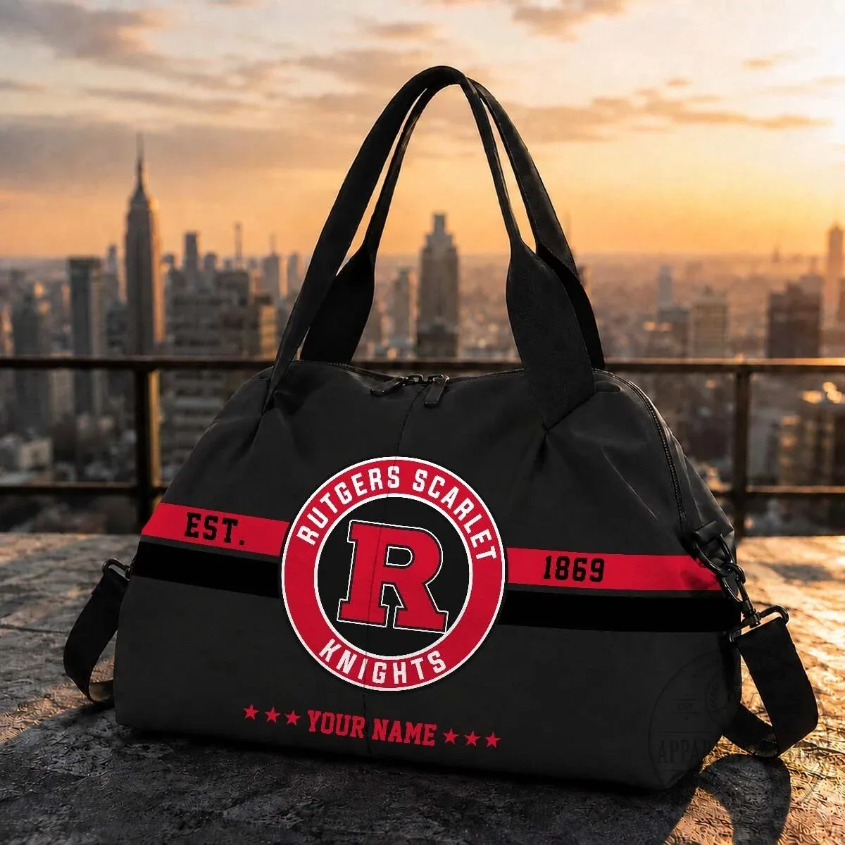Rutgers Scarlet Knights Personalized Black Travel Bag