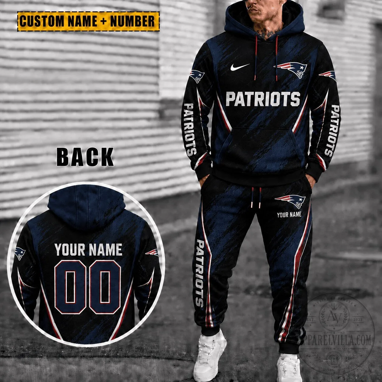 New England Patriots Personalized Hoodie and Sweatpants Set