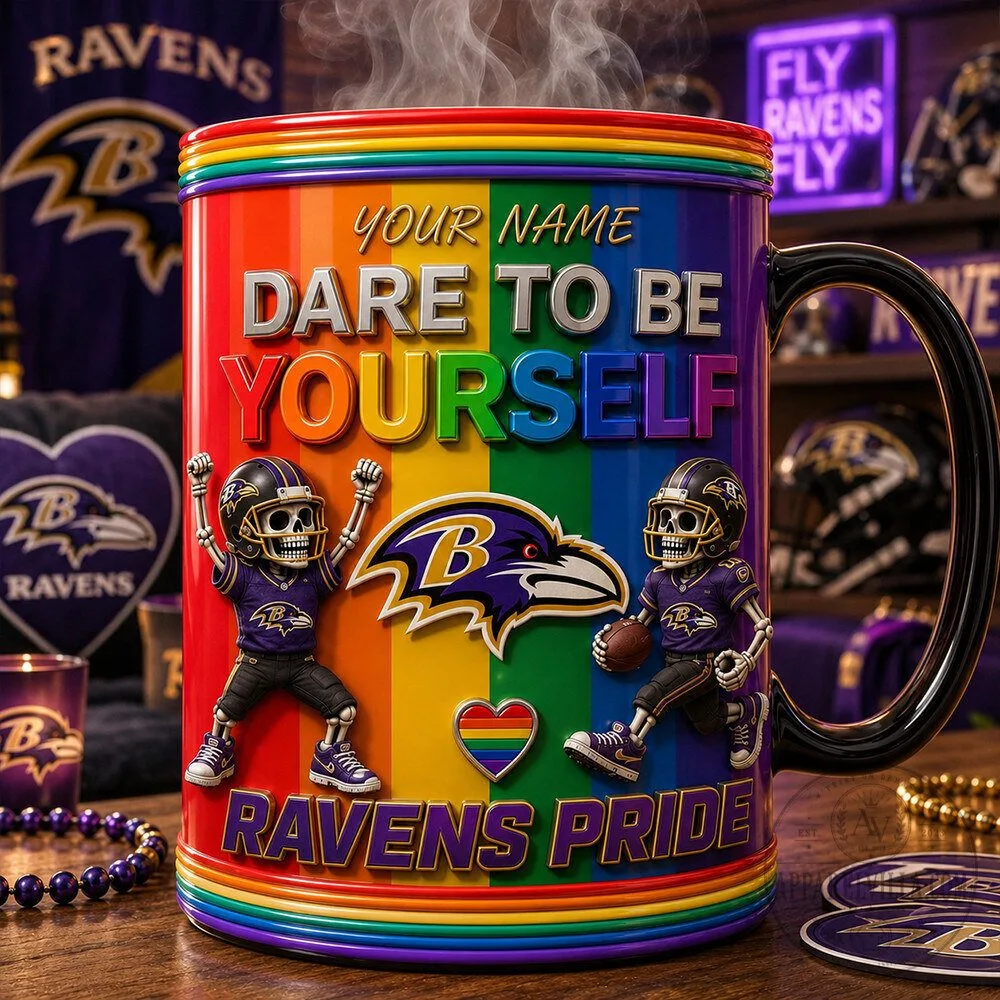 Baltimore Ravens Pride Dare To Be Yourself Rainbow Ceramic Coffee Mug