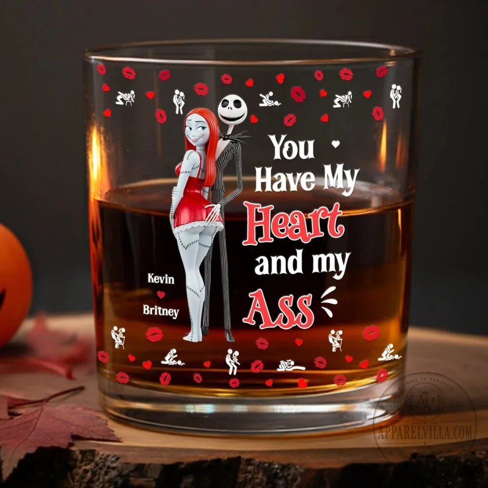 Nightmare Before Christmas Jack and Sally You Have My Heart and My Ass Drinking Glass