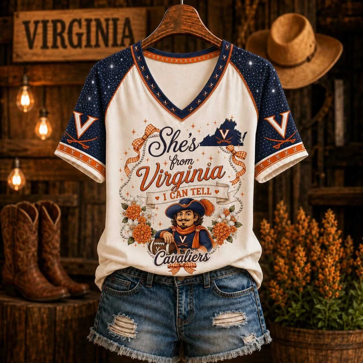 Women's V-Neck T-Shirt featuring "I Can Tell She's From Virginia" - Virginia Cavaliers 2 Women's V-Neck T-Shirt featuring "I Can Tell She's From Virginia" - Virginia Cavaliers