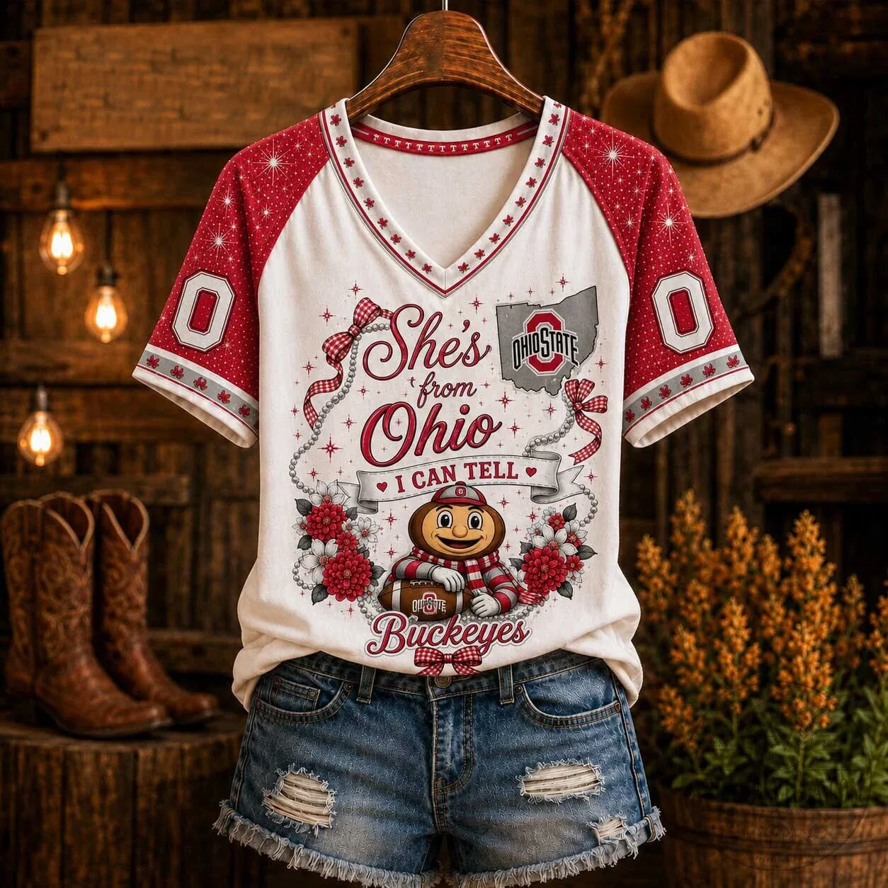 Ohio State Buckeyes She's From Ohio I Can Tell Scarlet And Gray T-Shirt