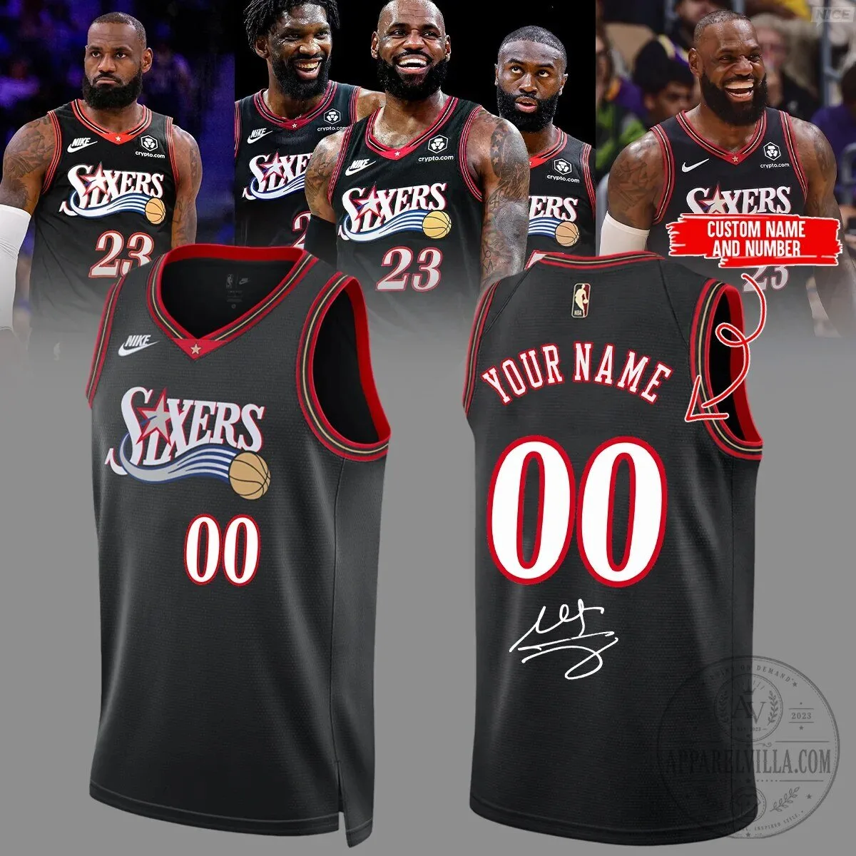 Custom Basketball Jersey for LeBron James - Philadelphia 76ers Name & Number