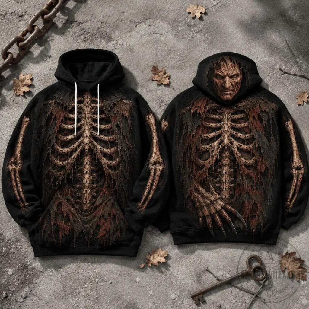 Freddy Krueger Skeleton Nightmare on Elm Street Halloween Horror Hoodie Freddy Krueger Skeleton Nightmare on Elm Street Halloween Horror Hoodie