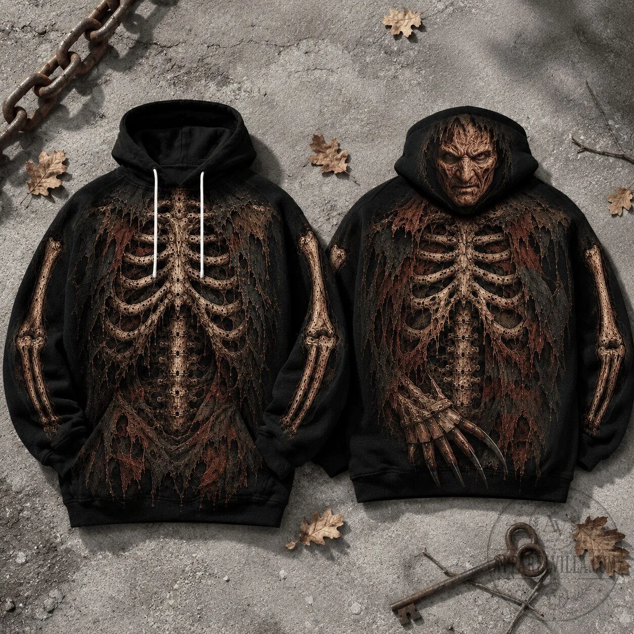 Freddy Krueger Skeleton Nightmare on Elm Street Halloween Horror Hoodie