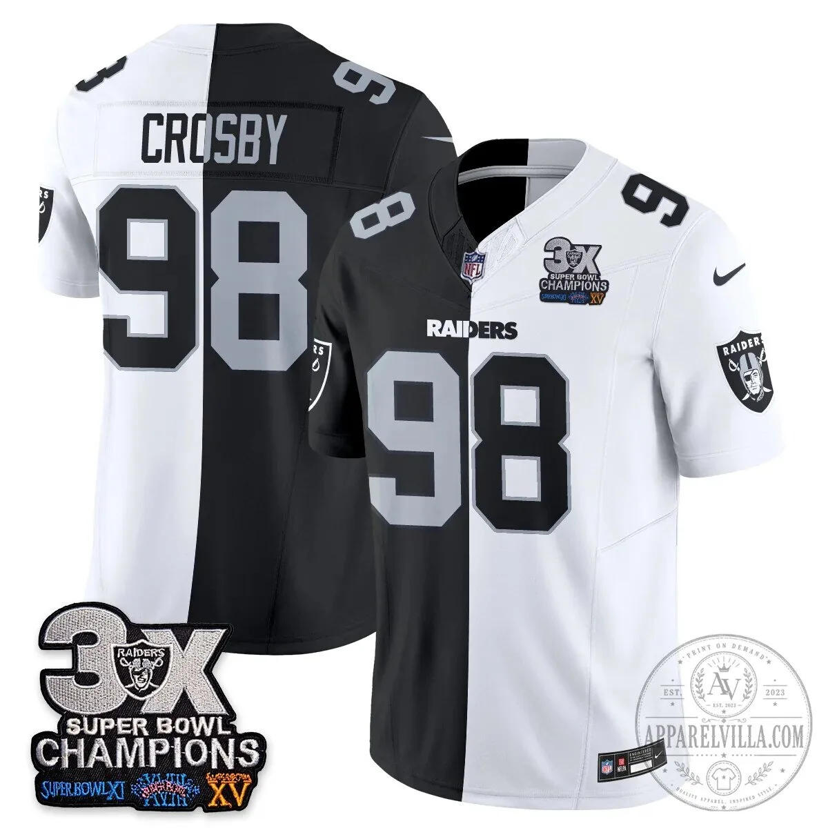 Las Vegas Raiders Super Bowl Champions Split Edition Jersey featuring Maxx Crosby