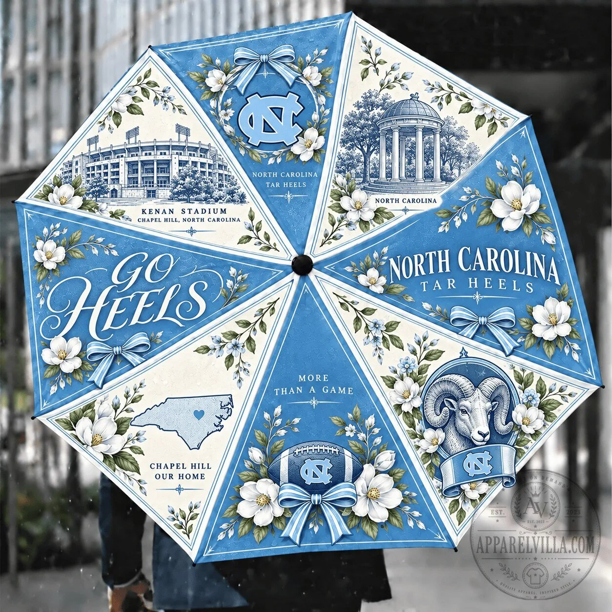 North Carolina Tar Heels Floral College Team Umbrella