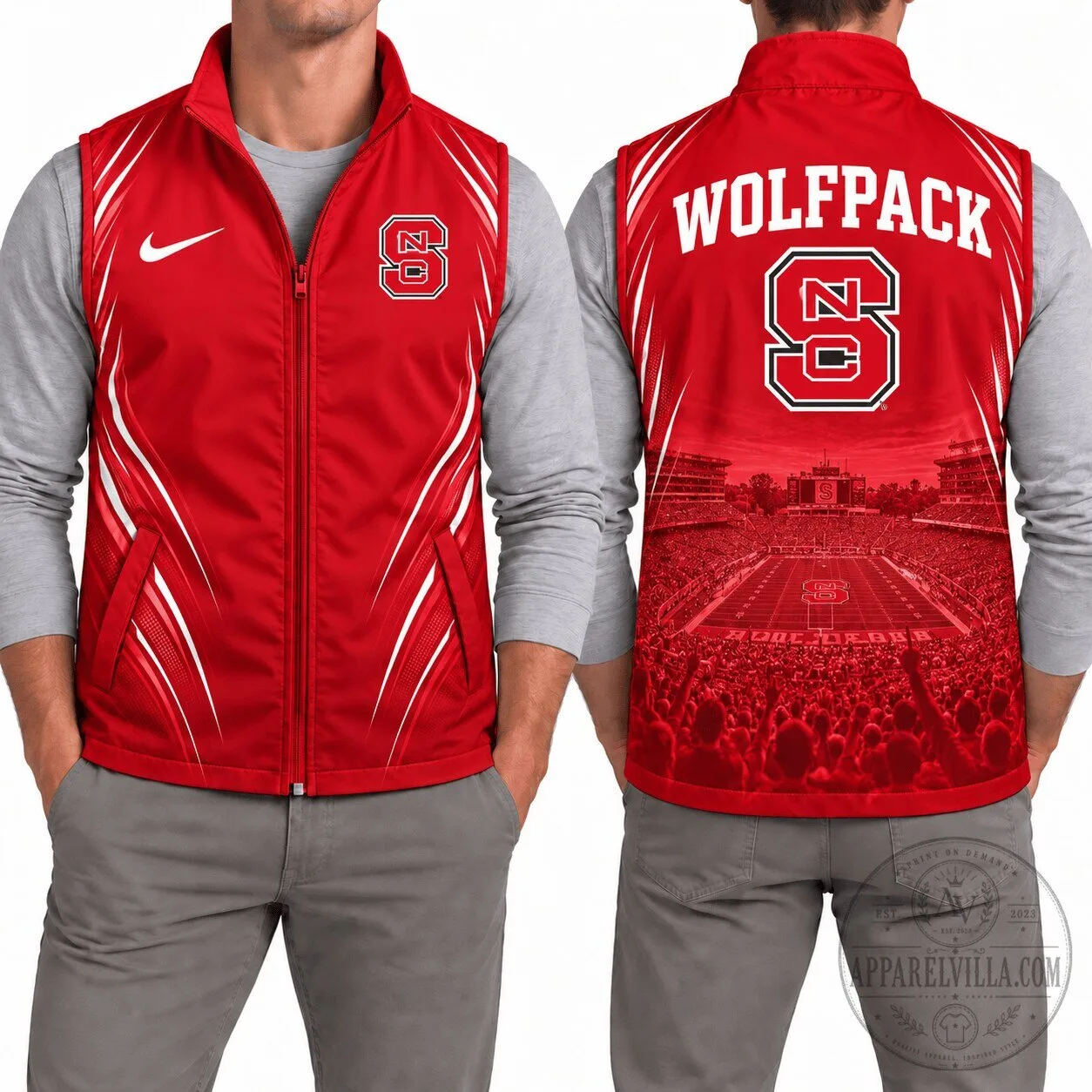 North Carolina State Wolfpack Football Stadium Red Sleeveless Vest