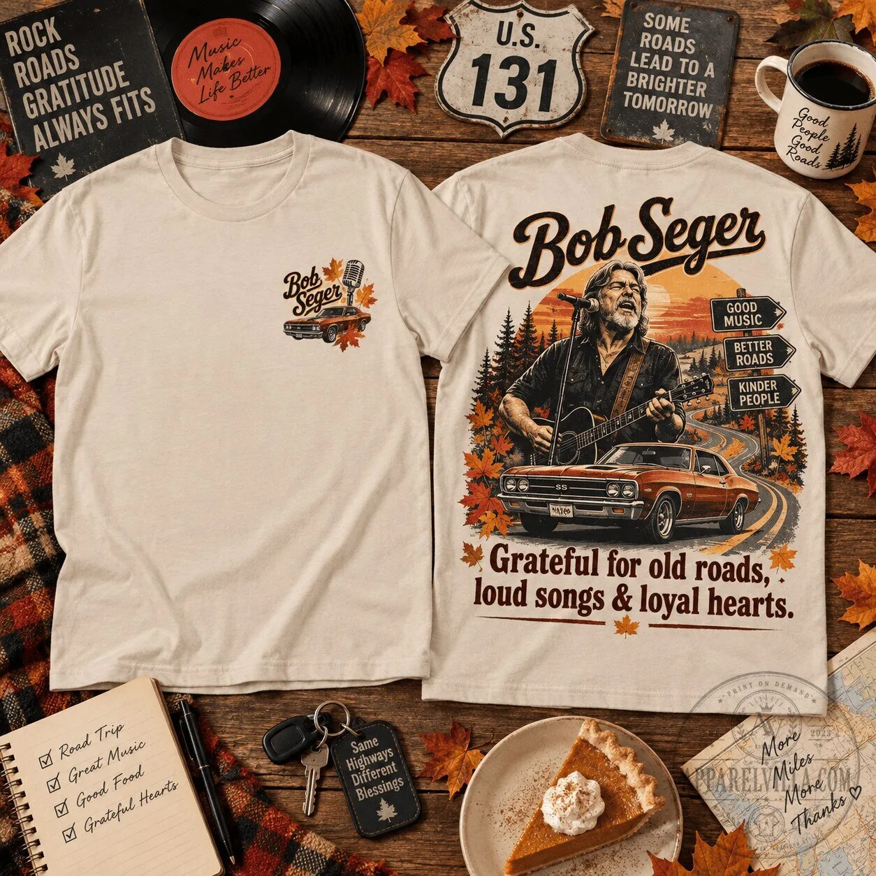 Bob Seger Classic Rock Music Grateful For Old Roads T-Shirt
