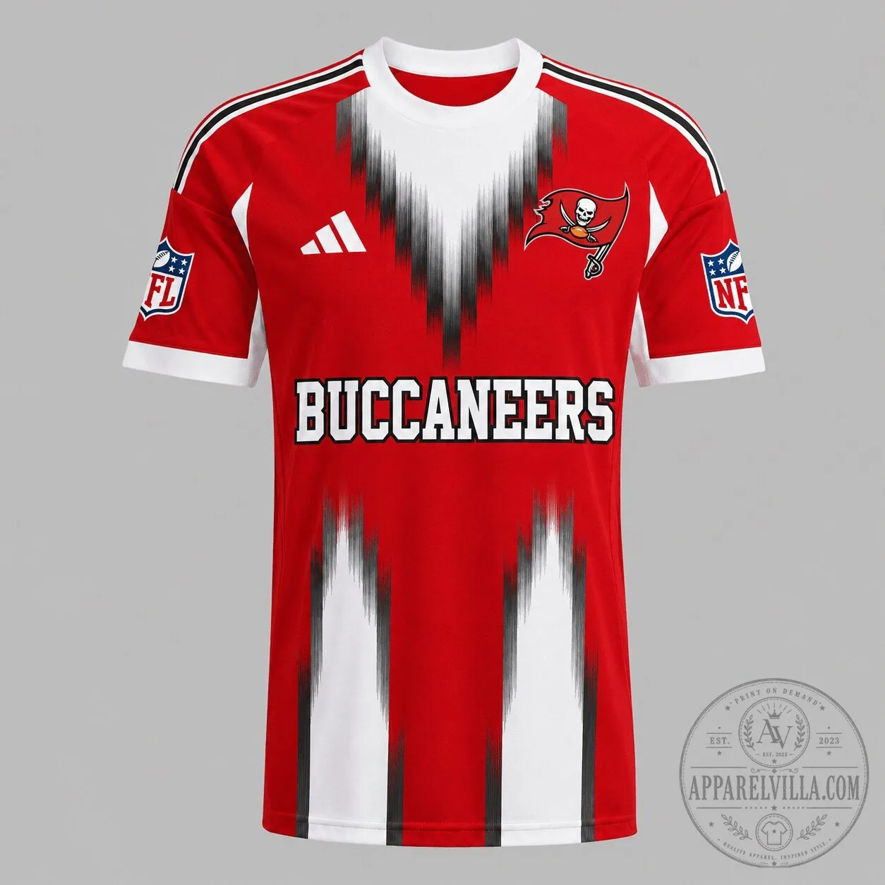 Tampa Bay Buccaneers Red and White Brush Stripe Football Jersey