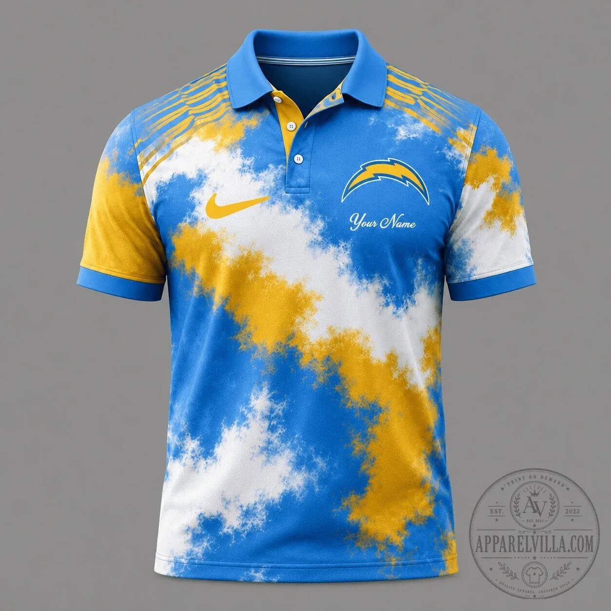 Los Angeles Chargers Personalized NFL Football Team Logo Polo Shirt