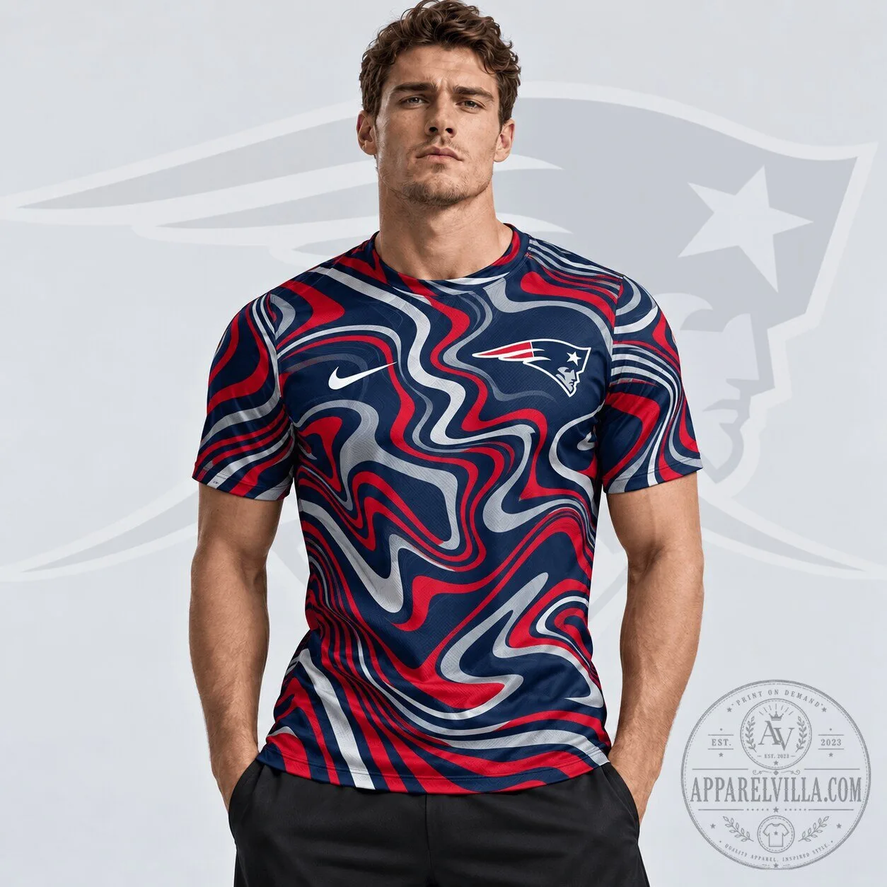 New England Patriots Nike Abstract Wave Pattern Performance T-Shirt