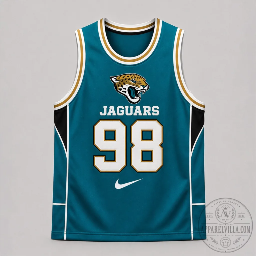 Jacksonville Jaguars Number 98 Teal Basketball Tank Top Jacksonville Jaguars Number 98 Teal Basketball Tank Top