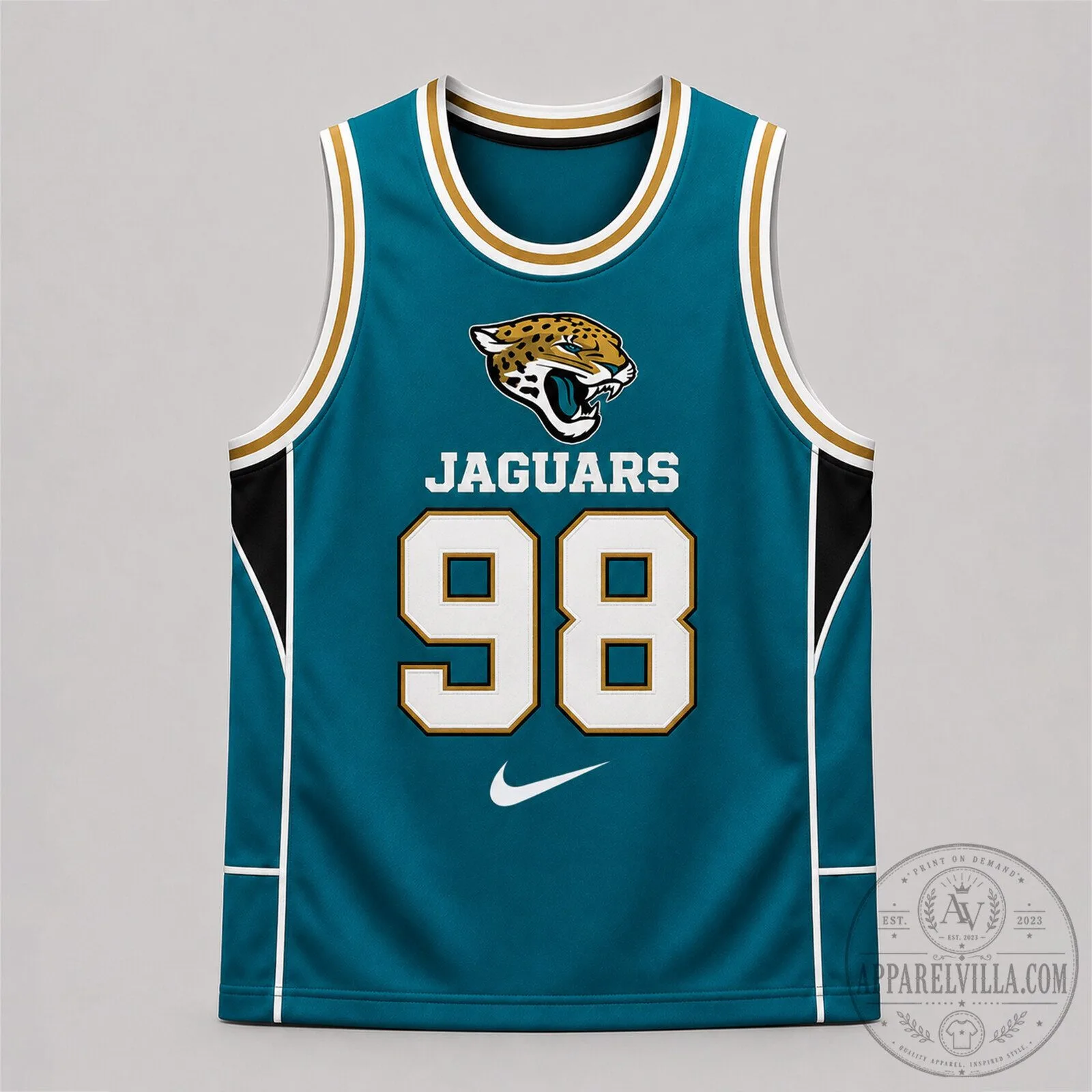 Jacksonville Jaguars Number 98 Teal Basketball Tank Top 5 Jacksonville Jaguars Number 98 Teal Basketball Tank Top
