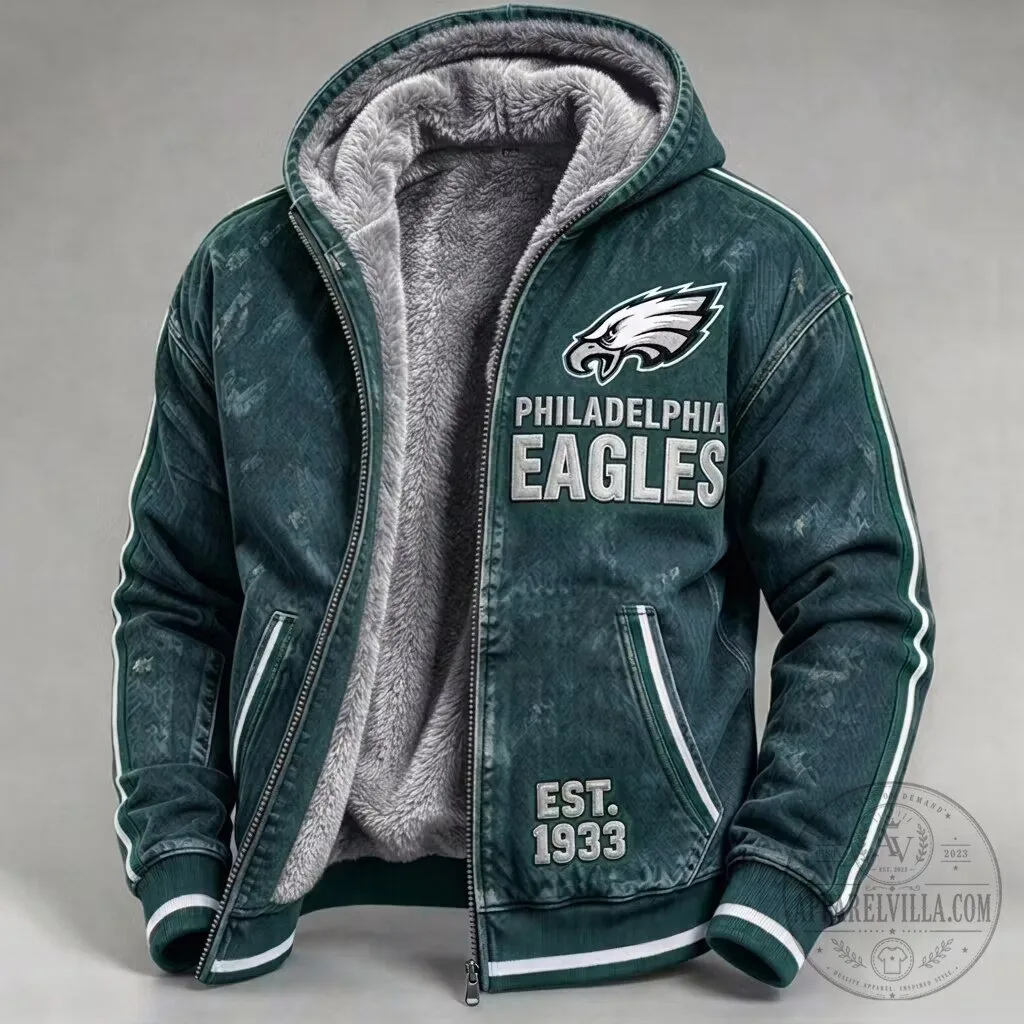 Philadelphia Eagles Sherpa Lined Hooded Bomber Jacket