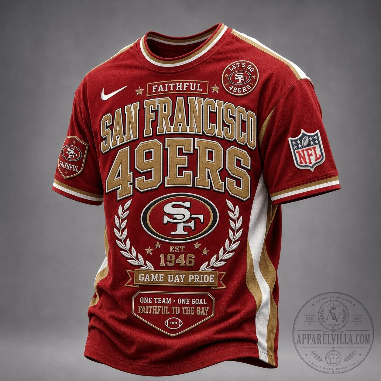 San Francisco 49ers NFL Football Game Day Pride Red Gold Jersey
