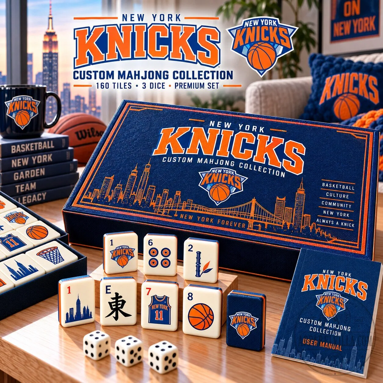 New York Knicks Basketball Custom Mahjong Collection Game Set