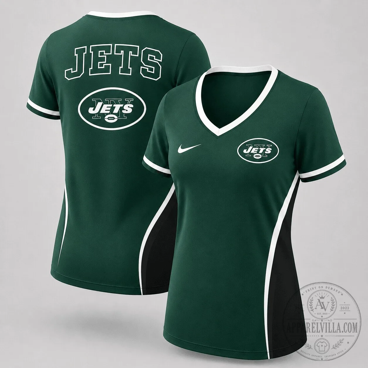 New York Jets NFL Fan Shirt Women's V-Neck Performance T-Shirt