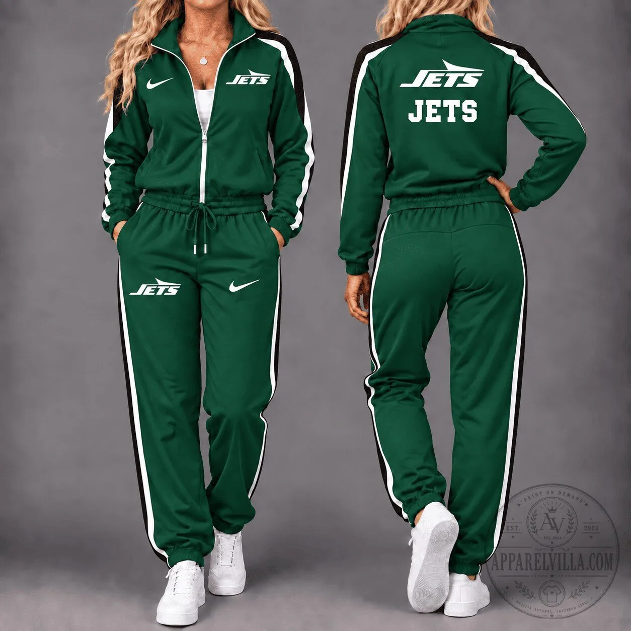 New York Jets NFL Football Team Green Tracksuit Set for Women