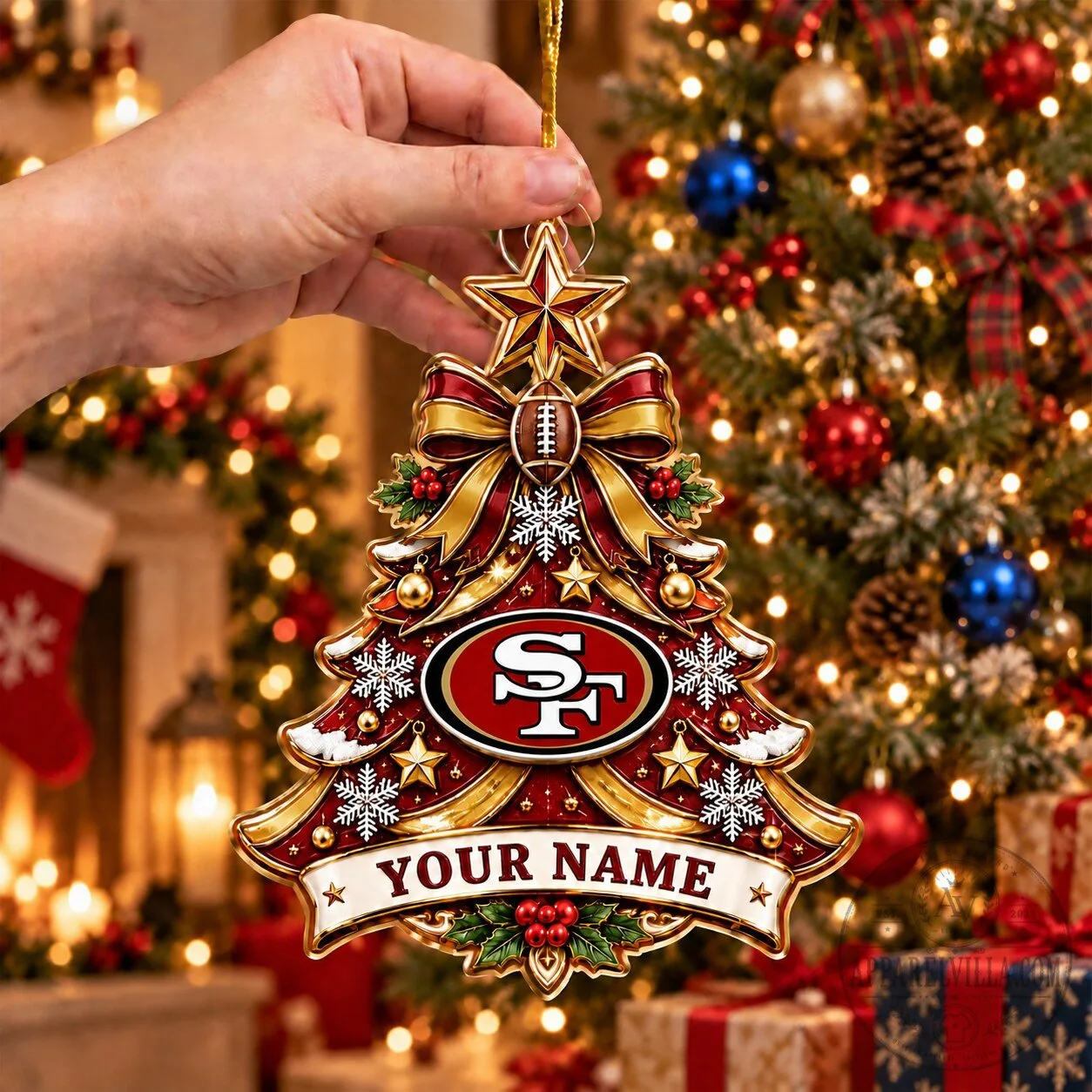 San Francisco 49ers Christmas Tree Ornament Custom Name NFL Football Fan Gift